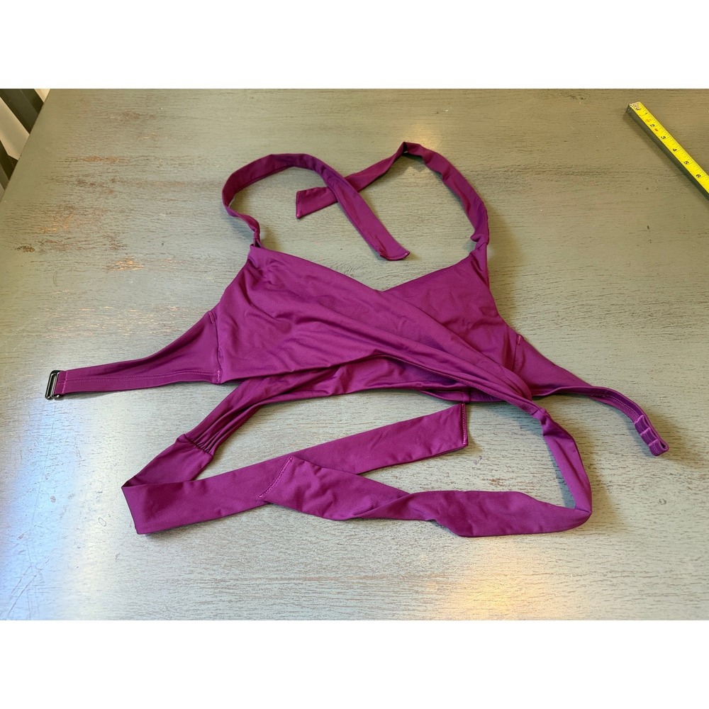 Athleta Plum Purple Wrap Underwire Bikini Top Halter Swim 34 B/C